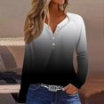 thumbnail image 1 of Womens Tops Women's Fashion Casual Gradient Printed V-Neck Long Sleeve Button T-Shirt Top, 1 of 5