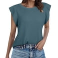 thumbnail image 1 of Womens Tops Women's Fashion Casual Short Sleeved T Shirt Round Neck Solid Color Loose Top Vest 1 Athletic Tops for Women Loose Fit Business Shirts Women Neck Top Camisole Tall Clothes Ballet Blue XL, 1 of 9