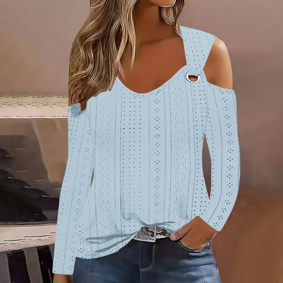 Womens Tops Women's Fashion Casual Solid Color Long-Sleeved Blouse Sexy Tops for Women Plus Size Tops for Women