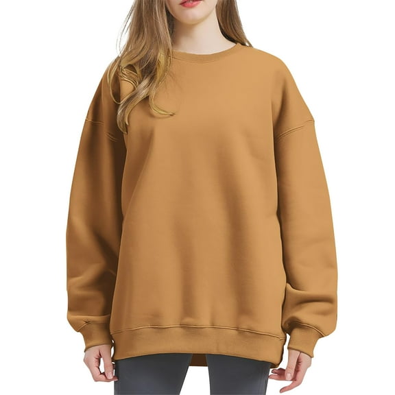 Womens Tops Women's Fashion Long Sleeve Solid Color Round Neck Sweater Top