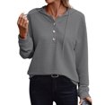 thumbnail image 1 of Womens Tops Women's Fashion Long Sleeve Solid Colour Hooded Sweatshirt Jacket Casual Drop Shoulder Long T-Shirt Top, 1 of 6
