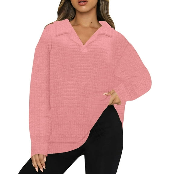 Womens Tops Women's Fashionable Casual Loose Solid Color Corn Checker Hoodie