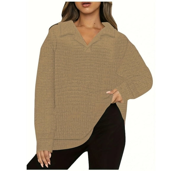 Womens Tops Women's Fashionable Casual Loose Solid Color Corn Checker Hoodie