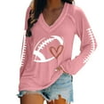 thumbnail image 1 of Womens Tops Women's Football Lover Casual V Neck Long Sleeve T Shirt, 1 of 4