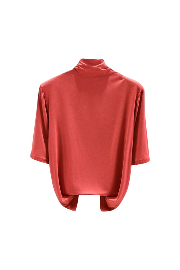 Womens Tops, Women's Half Sleeve Turtleneck Shirts Basic Solid Soft Modal Tops 2026 Fall Winter Baselayer Tees Red M