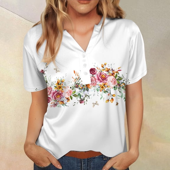 Womens Tops Women's Long Printed Spring/Summer Round Neck T Shirt Shirts for Women