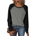 thumbnail image 1 of Womens Tops Women’s Long Sleeve Basic Shirts Ndbuld Womens Crew Neck Long Sleeve Colorblock Shirts Gray L, 1 of 7