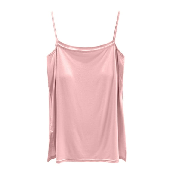 Womens Tops Women's Neck Sleeveless Knit Ribbed Fitted Casual Crop Tank Top Lacy Top Crop Camisole with Shelf Bra Tops Women Pack Weight Set Women Bar Sleep for Soft Lace Bra Ladies Silk Pink M