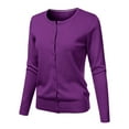 thumbnail image 1 of Womens Tops, Women's Round Neck Cardigan Knitted Long Sleeved Large Yards Loose Solid Color Short Sweater Jacket Cardigan, 1 of 4