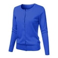 thumbnail image 1 of Womens Tops, Women's Round Neck Cardigan Knitted Long Sleeved Large Yards Loose Solid Color Short Sweater Jacket Cardigan, 1 of 4