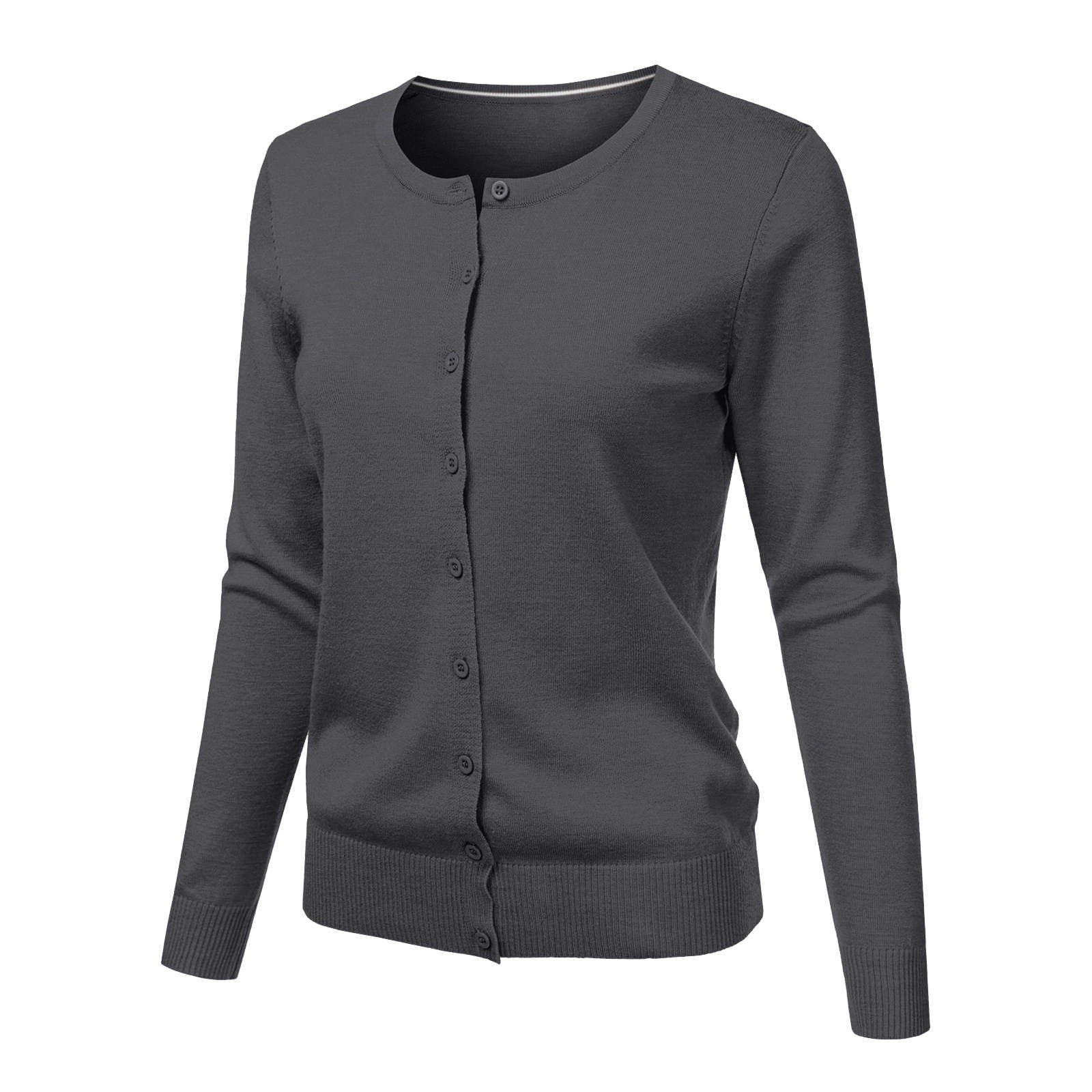 Solid Color Round Neck Loose Cardigan