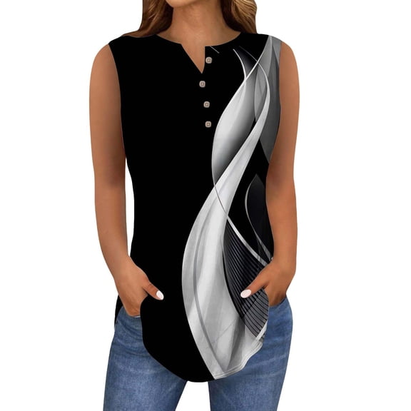 Womens Tops Women's Round Neck Sleeveless Loose Vest Summer Fashion Casual Top Shirts for Women