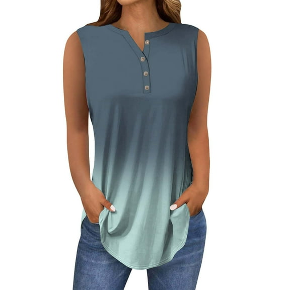 Womens Tops Women's Round Neck Sleeveless Loose Vest Summer Fashion Casual Top Shirts for Women