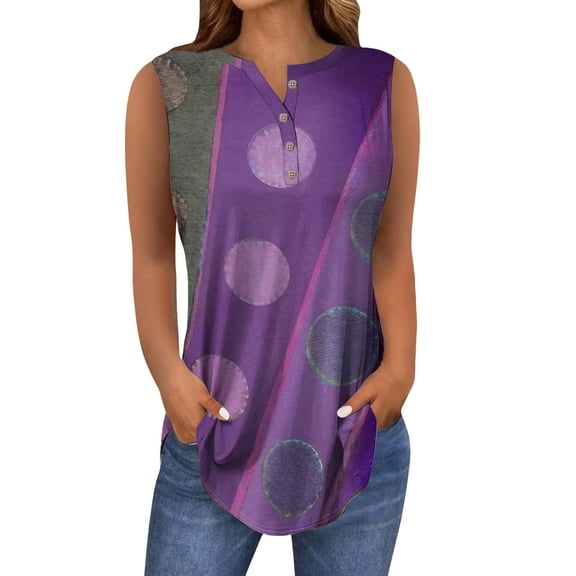 Womens Tops Women's Round Neck Sleeveless Loose Vest Summer Fashion Casual Top Shirts for Women