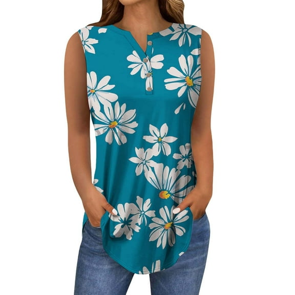 Womens Tops Women's Round Neck Sleeveless Loose Vest Summer Fashion Casual Top Shirts for Women
