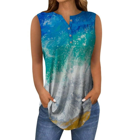 Womens Tops Women's Round Neck Sleeveless Loose Vest Summer Fashion Casual Top Shirts for Women