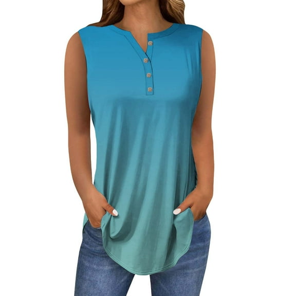 Womens Tops Women's Round Neck Sleeveless Loose Vest Summer Fashion Casual Top Shirts for Women