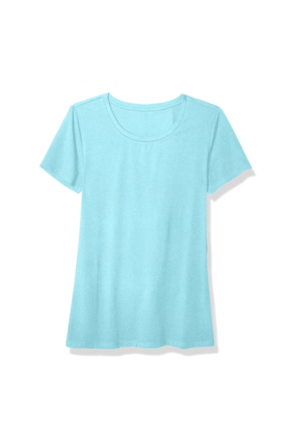 Womens Tops, Women's Short-Sleeve T-Shirt, Women’s Crewneck T-Shirt, Women's Short-Sleeve Cotton Tee Sky Blue XXL