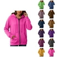 thumbnail image 1 of Womens Tops Women's Solid Color Sweatshirt Women's Fashionable Casual Pocket Zipper Long Sleeved Hooded Solid Color Sweatshirt, 1 of 5