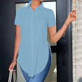 thumbnail image 1 of Womens Tops Women's Solid Color Tops Casual Short Sleeve Slim Button Down Shirt Shirts for Women, 1 of 5