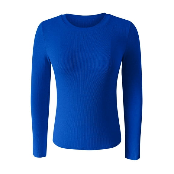 Womens Tops Women's Spring And Summer Pure Color Stripes High Elastic Long Sleeved Undershirt Top