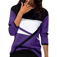 thumbnail image 1 of Womens Tops Women's Striped Printed V Neck Seven Quarter Sleeve T Shirt Top, 1 of 5