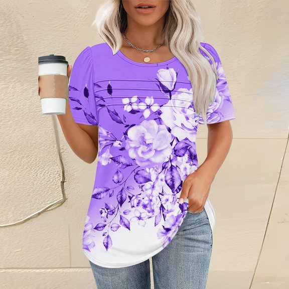 Womens Tops Women's T Shirt Short Sleeve Formal Casual Shirt Spring Summer Clothing Flowing Creases Front V Neck Shirts for Women