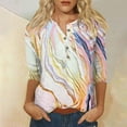 thumbnail image 1 of Womens Tops Womens 3/4 Length Sleeve Tops Casual Summer Shirts Loose Fit Three Quarter Length Sleeve Blouses Shirts for Women, 1 of 5