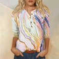 thumbnail image 1 of Womens Tops Womens 3/4 Length Sleeve Tops Casual Summer Shirts Loose Fit Three Quarter Length Sleeve Blouses Shirts for Women, 1 of 5