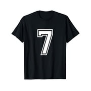 Womens Tops, Womens 7 Number Seven Team Sports Graphic Design Matching Varsity Crew-Neck T-Shirt Black S