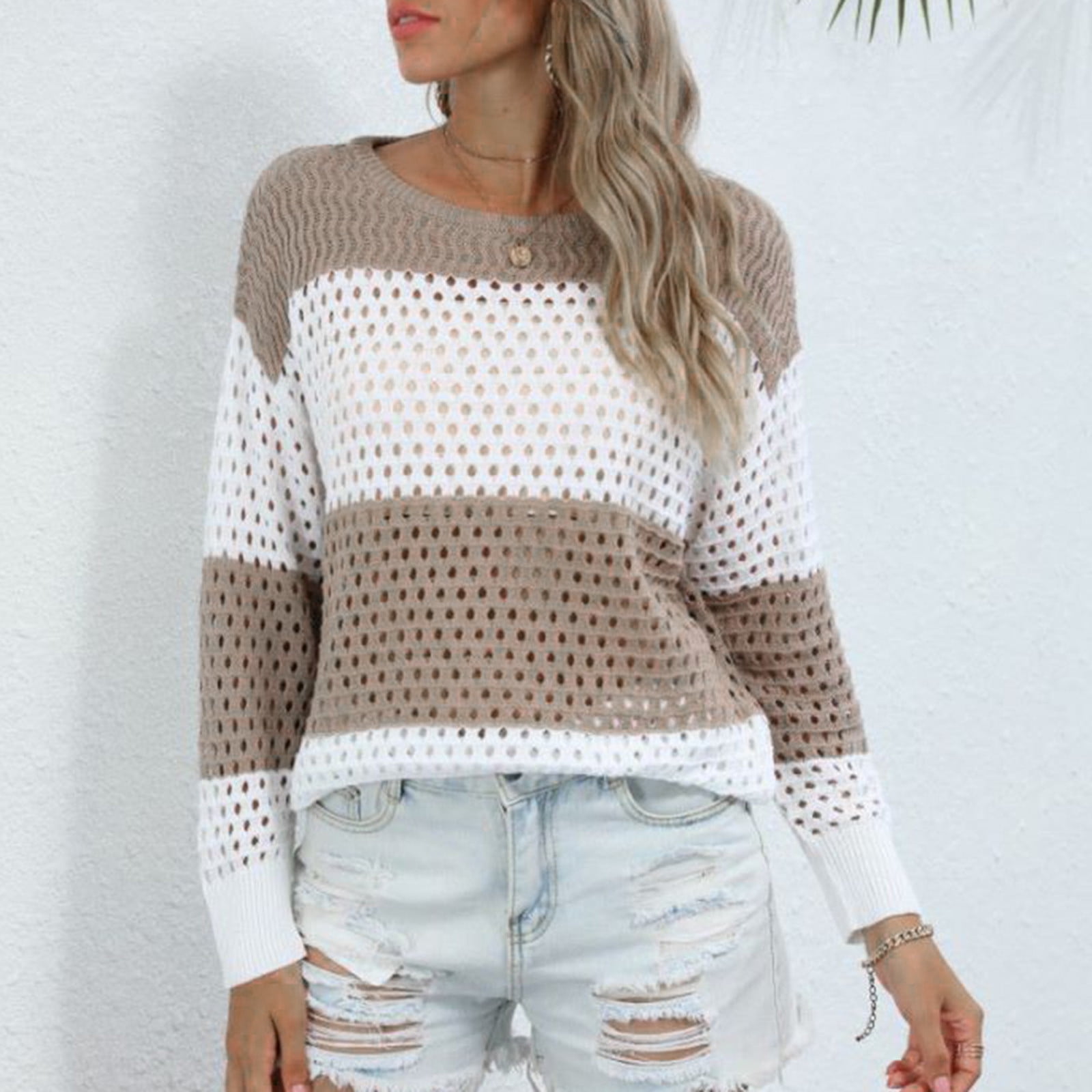 Womens Tops Womens Fall Fashion 2024 Knitting Autumn And Winter Stripes