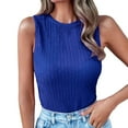 thumbnail image 1 of Womens Tops Womens High Neck Tank Top 2026 Summer Casual Ribbed Knit Slim Fitted Basic Textured Sleeveless Shirts Boy Camisole Large Blank Womens Top Deep V Neck Top Women Camisole, 1 of 7