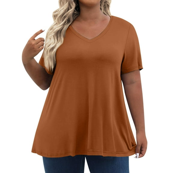 Womens Tops Womens Plus Size Tops Shorts Sleeve Shirts V Neck Casual Clothing Clothes Printed Tops