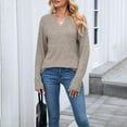 thumbnail image 1 of TACILIP Womens Tops Womens Sweaters Long Sleeve Pullover V Neck Casual Sweatshirt Loose Knit Button Blouses Spring Fall Clothes, Gifts for Women, 1 of 3