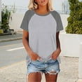 thumbnail image 1 of Womens Tops Womens T Shirts Short Sleeve Color Block Loose Fit Casual Summer Tops Comfy Blouses Basic Tees Shirts for Women, 1 of 6