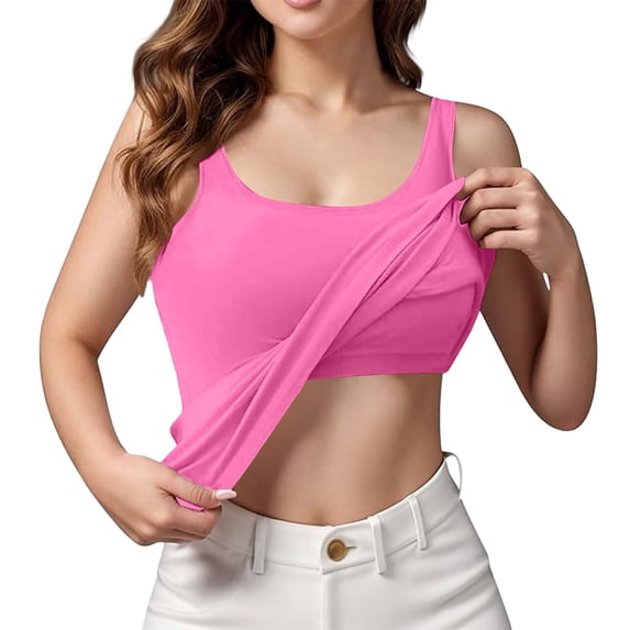Womens Tops Womens Tank Tops With In Bra Summer Basic Padded Yoga Shirt Shelf Bras Workout Camisole Casual Undershirt Casual Sleeveless Tank Tops For Women