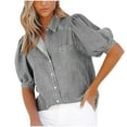 thumbnail image 1 of Womens Tops, Womens Tops Dressy Casual Sexy Summer Women Blouses for Work Casual Grey Shirts for Women Dressy Casual Graphic Tees Vintage Short Sleeve Tunic Tops for Women 3Xl, 1 of 6