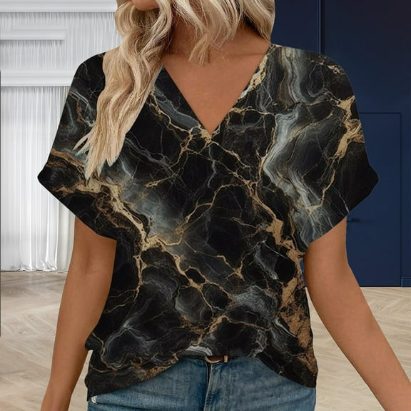 Womens Tops Womens Tops Short Sleeve Shirts 2025 Fashion V Neck Outfits Clothes Shirts for Women