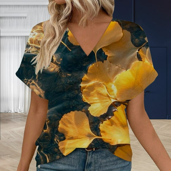 Womens Tops Womens Tops Short Sleeve Shirts 2025 Fashion V Neck Outfits Clothes Shirts for Women