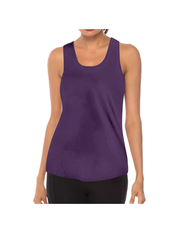 Womens Tops Workout O Neck Sleeveless Breathable Backless Tank Yoga Sports Quick Dry Active Wear 2Xl Size Tank Tops for Women