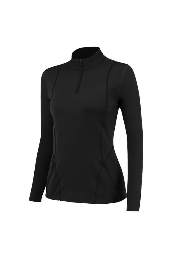 Womens Tops Zipper Yoga Long Sleeves Sportswear Fitness Running Slim Stand Sweater Blouse Shirts for Women Black S