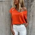 thumbnail image 1 of Womens Tops and Blouses Women's Cute Sleeve Loose large Short Sleeve Casual V-Neck Top clothes under $10.00, 1 of 9
