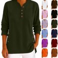 thumbnail image 1 of Womens Tops for Fall and Winter Solid Color Henley Neck Long Sleeve Corduroy Button Down Shirt S-3XL, 1 of 8