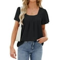 thumbnail image 1 of Womens Tops for Summer Ruffle Sleeve Tunic Blouse Pleated Flowy Dressy Casual Shirts Shermie, 1 of 6