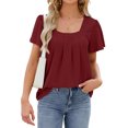 thumbnail image 1 of Womens Tops for Summer Ruffle Sleeve Tunic Blouse Pleated Flowy Dressy Casual Shirts Shermie, 1 of 6