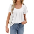thumbnail image 1 of Womens Tops for Summer Ruffle Sleeve Tunic Blouse Pleated Flowy Dressy Casual Shirts Shermie, 1 of 6