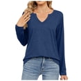 thumbnail image 1 of Womens Tops solid Color Long Sleeve Shirts V Neck Casual Loose Fit T Shirts Fall Tops Outfits Clothes 2024, 1 of 8