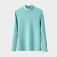 thumbnail image 1 of Womens Tops under $5 Plus Size Long Sleeve Round Neck Solid Color Undershirt Light Blue L, 1 of 3