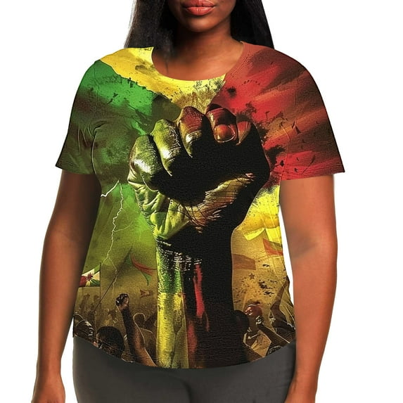 Womens Tops under $5 Short Sleeve Independence Day Printing Casual Loose Plus Size Tee Round Neck Tunic Blouse Multicolor M