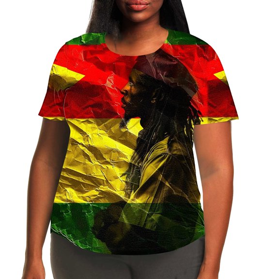 Womens Tops under $5 Short Sleeve Independence Day Round Neck Tunic Casual Printing Loose Plus Size Tee Multicolor XXXXL